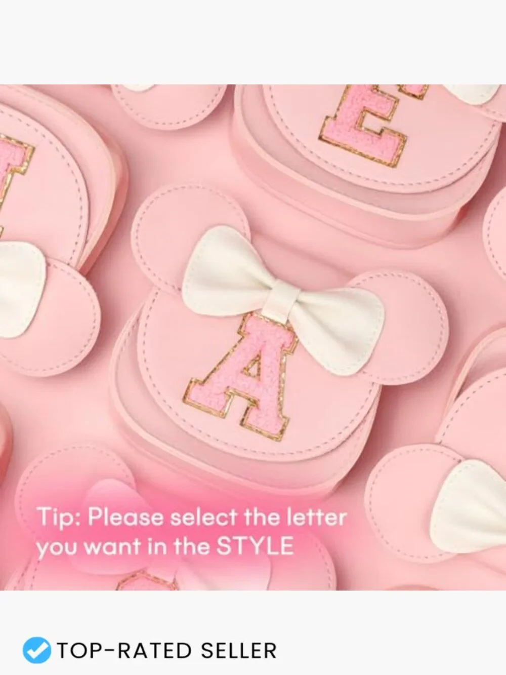 Personalized Toddler Purse with Letter Patch, Faux Leather, Adjustable Strap,